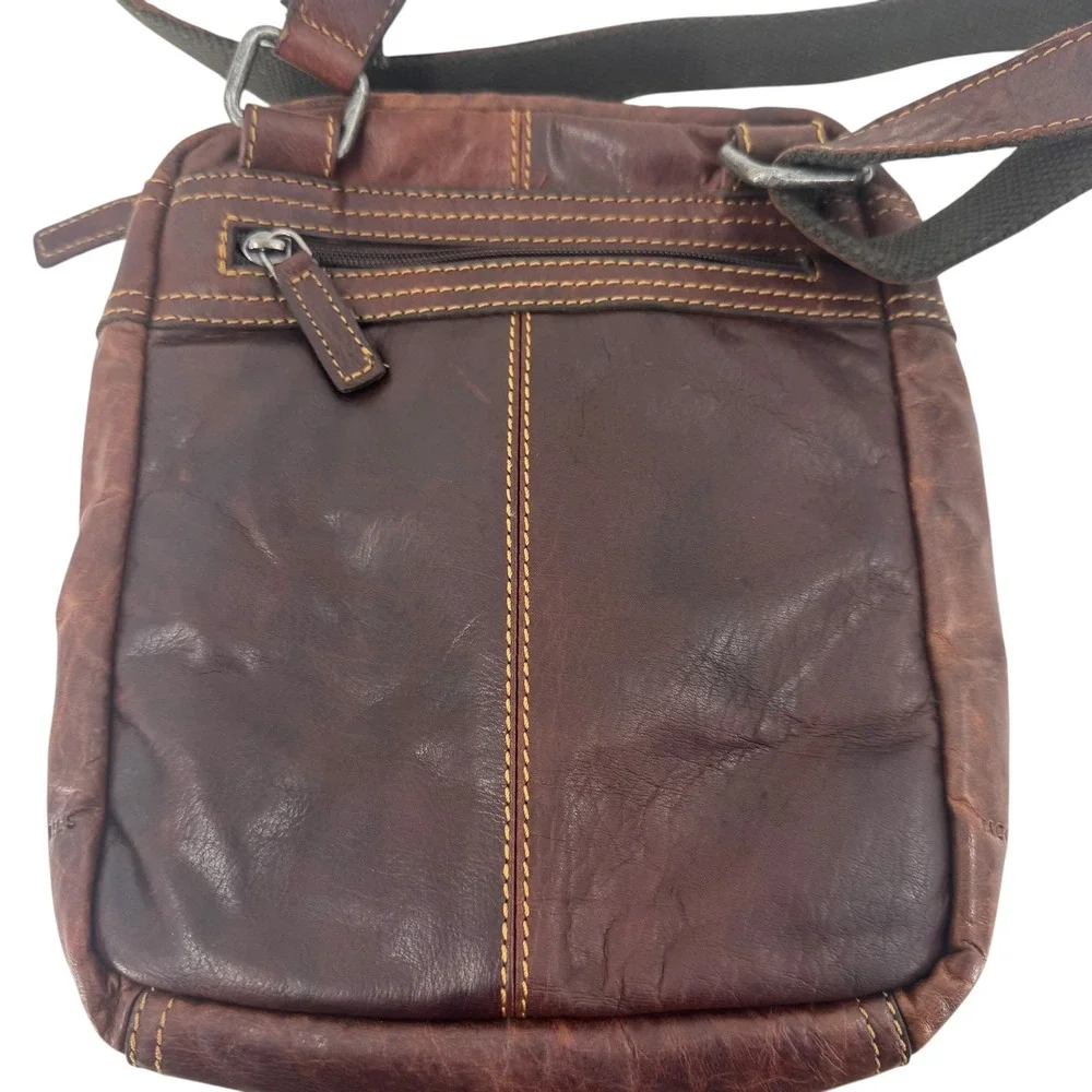 Jack Georges Brown Leather‎ Crossbody Messenger Bag Small Vertical Tablet Bag